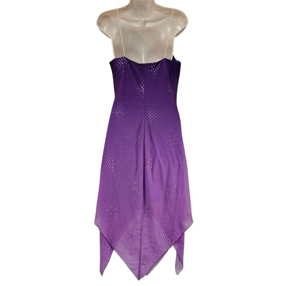 Y2K Purple Ombre Handkerchief Hem Slip Dress Sz M Beaded Straps IN San Francisco - Picture 2 of 10